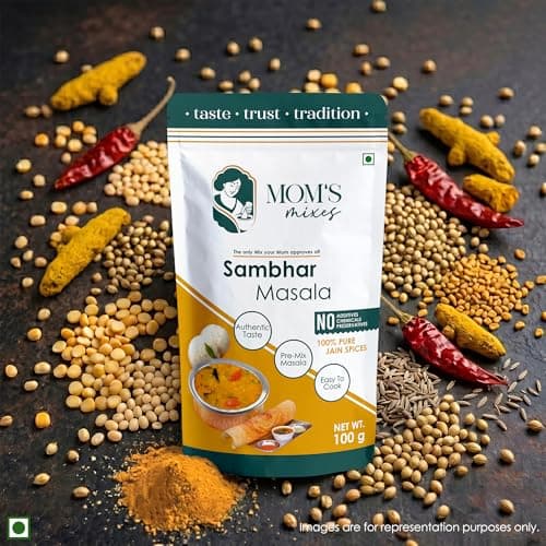 Mom’s Mixes Sambhar Masala | Pure Jain Spices | Pre-Mix Masala | No Onion No Garlic | Bold South Indian Taste | No MSG | No Preservatives | No Added Colours | Complete Spice Blend for South Indian Sambhar |100g — image 3