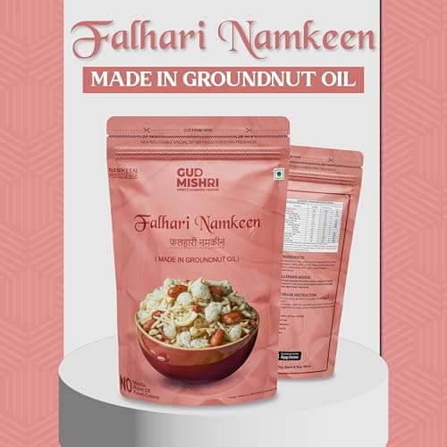 Gud Mishri Falahari Namkeen 380 Gm | Navratri Special Vrat Snack Mix | Healthy Upwas & Fasting Namkeen | Made with Groundnut Oil | No Onion, No Garlic, No Palm Oil | Crispy Khatta Meetha Farali Mixture — image 7