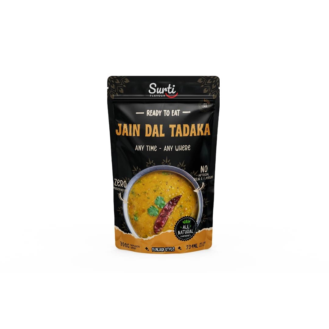 Surti Jain Dal Tadka Ready To Eat 300g Punjabi Style Dal Instant Meal Protein Rich Indian Curry No Artificial Colors Flavours Anytime Food (Pack of 1)