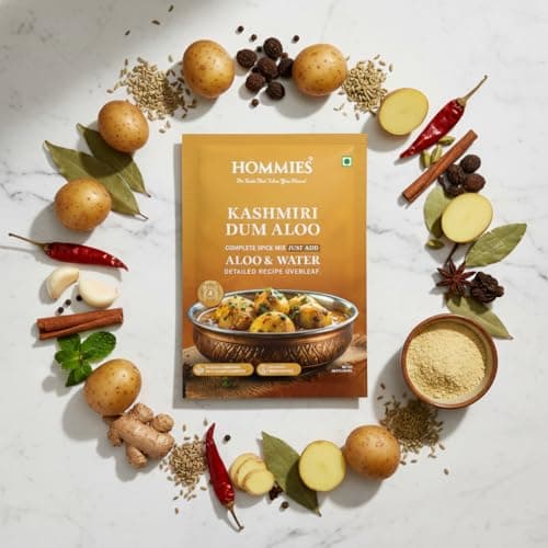 Hommies Curry Spice Combo | Kashmiri Dum Aloo, Vegetable Kadai, Stuffed Baingan Masala & Stuffed Bhindi Masala | Ready to Cook | Just Add Veggies & Basics | Serves 4 Each | No Preservatives | Vegetarian| Pack of 4 (50g Each, Total 200g) (Combo of 4-4) — image 3