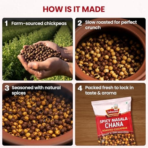 Jabsons Roasted Chana Spicy Masala, 150g | Protein-Rich Healthy Namkeen | No Onion No Garlic | Gluten-Free Roasted Chickpeas | Ready to Eat Masala Chana Snack — image 7