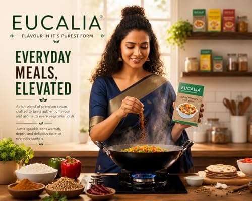 EUCALIA Sattvik (No Onion - No Garlic) Curry Powder (Sabji Masala) Pack of 3 (100g) | Bold & Aromatic Spice Blend | Vibrant Colour | No Added Colours or Preservatives | Perfect for Vegetarian Dishes & Everyday Cooking | Sattvik No Onion No Garlic (NONG) | Total 300g — image 8