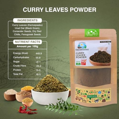 Panchabhootani Curry Leaves Chutney Powder 200g : Instant, Dip or Sprinkle, Authentic Recipe, Nutrient-rich, Rice Seasoning, Natural Flavour, No Added Colour, Traditional & Flavourful Side Dish — image 3