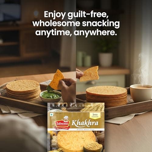 Jabsons Roasted Jeera Khakhra,180gm | No Onion No Garlic | Ready-To-Eat Vacuum Packed for Freshness | Gujarati Traditional Tea Snacks Flatbread Made with Cottonseed Oil 180 gm — image 8