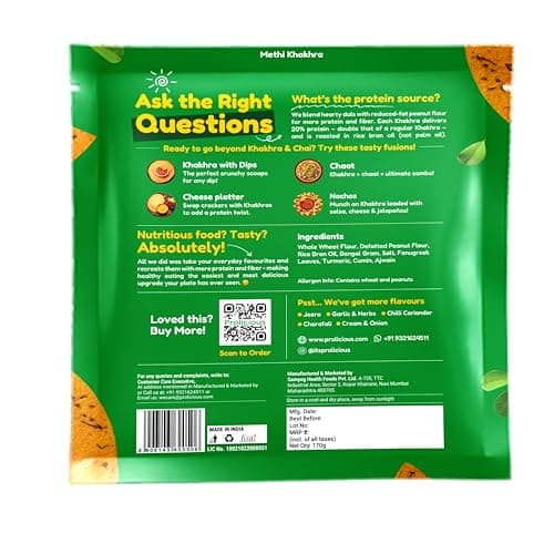 Prolicious High Protein & Fibre-Rich Khakhra Combo Pack | Crispy Healthy Khakhra Snacks | Indian Snack | No Onion No Garlic | Anytime Tea-Time Snack (Pack of 4, 170g Each) — image 8
