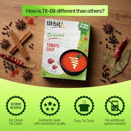 Tit Bit Instant Tomato Soup Powder (50g) - Hot and Spicy, No Onion No Garlic, Ready to Eat Soup Sachets, Tangy Tomato Flavor - Tomato Soup Packet for Easy Preparation — image 5