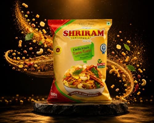 SHRIRAM TAMTAMWALA Jain Tamtam Mix Namkeen 500g | Crunchy & Spicy Traditional Indian Snack | Tea Time Mixture | Ready-to-Eat Jain Namkeen for Evening Snacks & Family Gatherings — image 5