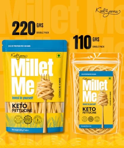 Millet Me by Kuizeens Keto Fettucine - 220G |Fresh & Flavourfull | Easy-to-Make | Protein-Rich | No MSG | No Preservatives | Perfect for Daily Routine | Ready in Minutes | Jain | No Onion & Garlic — image 3