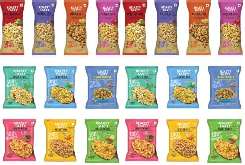Roasty Tasty Assorted Namkeen Combo | Roasted Millet Snacks Pack | Palm Oil-Free, No Cholesterol, No Trans Fat Snack & Roasted Chana I Replacement to fried Snack, potato chips, bhujiya | Healthy Snacks for Weight Management | Pack of 10 — image 7