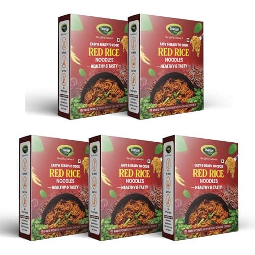 Thanjai Natural Red Rice Millet Noodles 180 Grams X 5 (900 Grams) of Homemade Natural Millet Noodles(No Preservatives, No Chemicals, No Artificial Extract)
