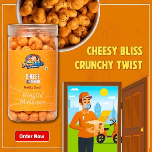 Time Out Popcorn - Cheese Jain Roasted Makhana | Flavoured Makhana | Healthy Crunchy Foxnuts | Gluten Free Snacks | Pack of 2 x 70g — image 3