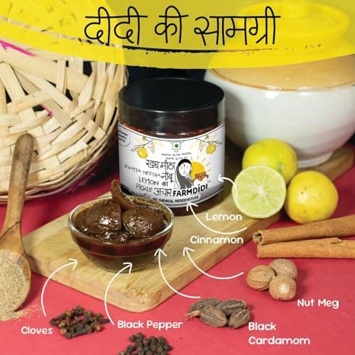 FarmDidi Lemon Pickle 325g in Fresh | Indian Homemade Nimbu ka Achar with No Onion & Garlic | Sweet & Sour Oil-Free Pickle | Traditional Grandma-Style Recipe | Organically Processed — image 5