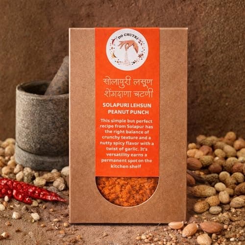 Do Chutki Aamchi Thali Combo | Satvik Sona Metkut Chutney Powder 100g + Solapuri Lehsun Shengdana Chutney 100g | No Onion No Garlic | No Preservatives | Maharashtrian Chutney Pack of 2 — image 3
