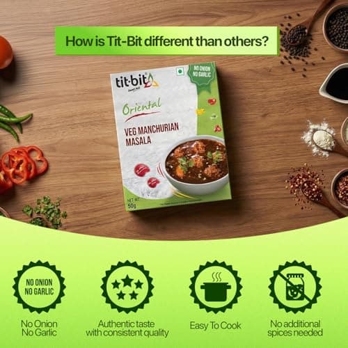 Tit-Bit Manchurian Masala Mix Pack of 5 (250g) No Onion No Garlic - Restaurant Taste at Home - Quick & Easy Cook in Minutes - Manchurian Gravy Mix Seasoning — image 4
