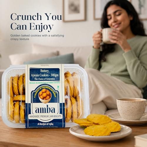 Amba Sugar Free Suji Rusk & Buttery Ajwain Cookies Combo Pack | Handmade Premium Jain Biscuits & Rusk | Crispy Tea Time Snacks | Traditional Bakery Taste | No Palm Oil | Perfect with Tea & Coffee — image 4
