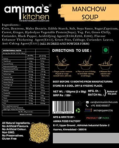 Amima's Kitchen Combo Of Hot & Sour + Manchow Jain Soup (No Onion No Garlic) - 100 Grams (Pack of 2) | Instant Soup Mix Powder | Ready To Cook | No Artificial Flavour & Colour | Gluten Free | Non GMO | Healthy Soup — image 7