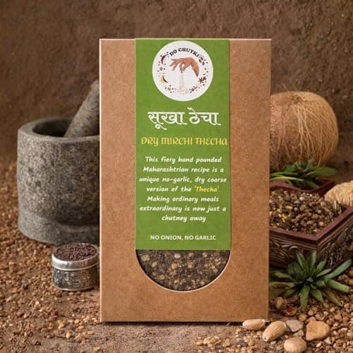 Do Chutki Teekha Patta Combo | Dry Mirchi Thecha Green Chilli Chutney 100g + Chatpata Kadipatta Chutney Powder 100g | No Onion No Garlic | No Preservatives | Maharashtrian Pack of 2 — image 3