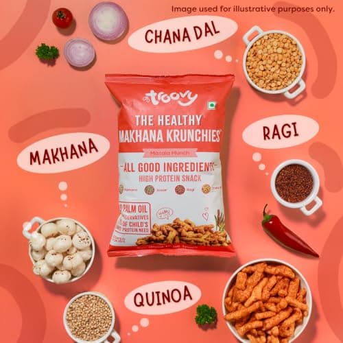 Troovy Makhana Krunchies (Pack of 3)| Natural Ingredients, Made with Makhana, Jowar, Chana Dal, Soy Protein, Ragi & Quinoa | Baked Snacks | 70gm x 3 — image 4