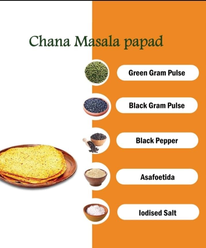 Om Uttam Chana Masala Papad - 100% Natural Papad | Fresh and Homemade (400 Gram, Chana Masala Papad) — image 4