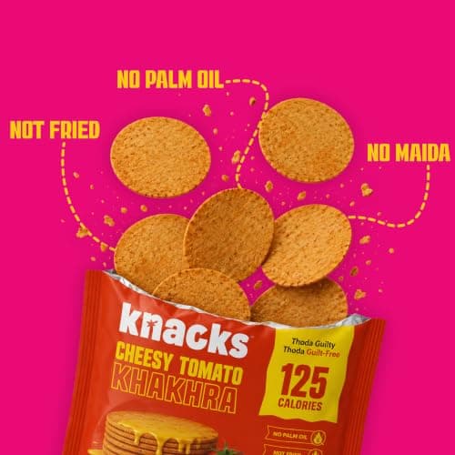 Knacks The Full Knacks Khakhra Chips Variety Pack | All 6 Flavours Coin Khakhra, 6 x 30g | 117-125 Calories Per Pack | Healthy Snack Gift Box | No Palm Oil, No Maida, Not Fried | High Protein — image 5