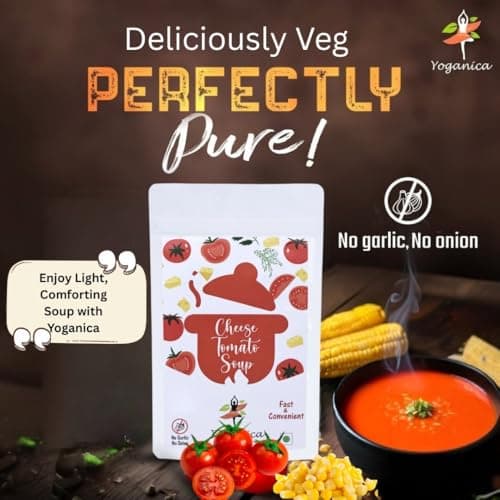 Yoganica Cheese Tomato Soup Premix (150g) | Instant Creamy Tomato Soup Mix | No Onion No Garlic | Pure Veg | Makes 15 Servings | Just Add Hot Water — image 4