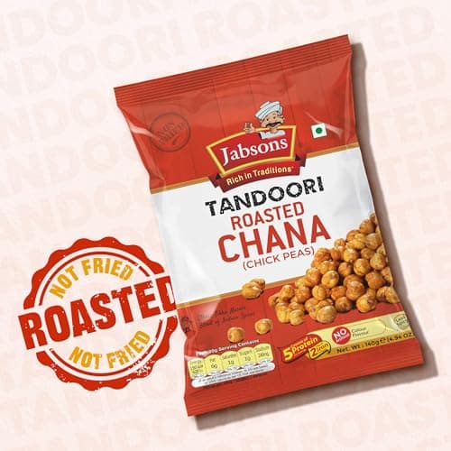 Jabsons Roasted Chana Tandoori Flavour - 140gm With No Onion & Garlic | Desi Roasted Namkeen Snacks| Gluten-Free Crunchy Protein Snack | Tandoori Bhuna Chana - Ready to Eat — image 4