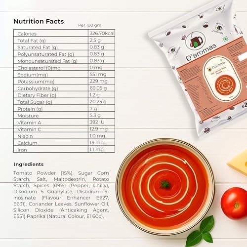 D'aromas Instant Jain Tomato Soup 1.5Kg, Instant Premix Powder With No Onion & No Garlic, Mix Powder, Veg Soup, No Artificial Flavour & Colour (Each 500gm) (Pack Of 3) — image 2