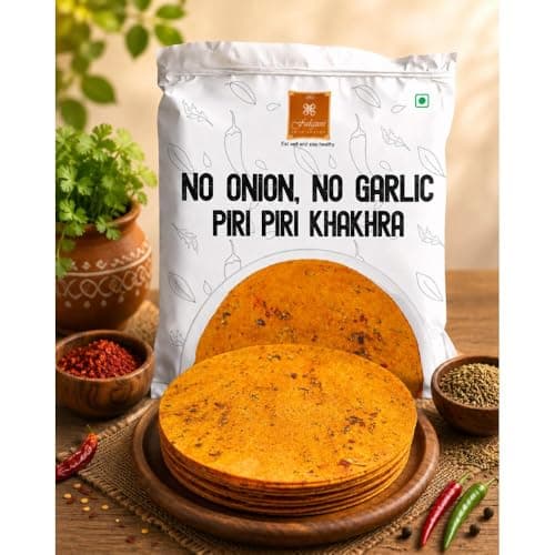 FALGUNI GRUH UDHYOG (FGU) No Onion No Garlic Peri Peri Khakhra | Crispy Roasted Whole Wheat Gujarati Snack | Jain Friendly Tea Time Munchies | 200g — image 4