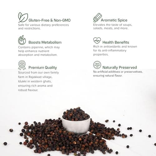 Spice Spectrum EXPORT GRADE MG 1 Whole Black Peppercorns 100 gms ( Malabar Garbled 1) | Kerala idukki Fresh Kali Mirch | Black Pepper | Kurumulaku | Kosher Black Pepper Spice for Seasoning, Bulk Refill, Mix | Bold Flavour for Every Dish — image 5