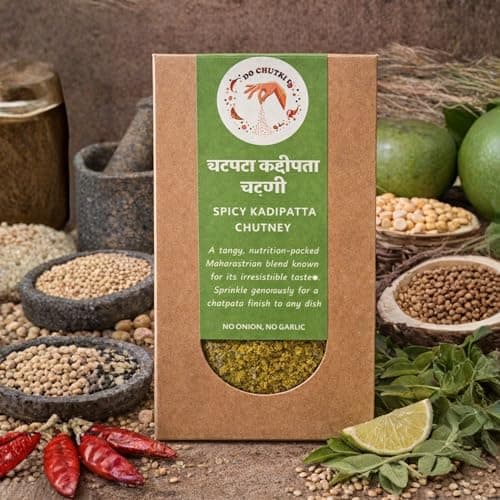 Do Chutki Katta Chutney Combo | Chatpata Kadipatta Chutney Powder 100g + Solapuri Special Shengadana Chutney 100g | No Onion No Garlic | No Preservatives | Maharashtrian Chutney Pack of 2 — image 2