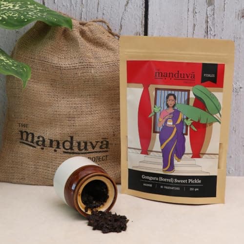 The Manduva Project Gongura Sweet Pickle 250g | No Onion | Andhra Homemade Sorrel Leaves Achar | With Jaggery & Tamarind | Sweet, Tangy & Spicy | No Preservatives — image 3