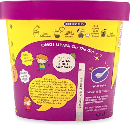 Amajain Instant Sattvik Healthy Upma, Ready-to-Eat, No Added Preservatives, No Added Flavours, Jain-Friendly, 70g (Pack of 9) — image 5