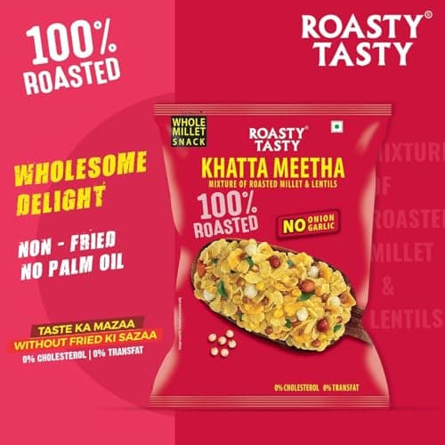 Roasty Tasty Khatta Meetha Roasted Millet Namkeen Snack 200g Pack of 2 | Oil-Free, Millet Snack For Kids | No Onion, No Garlic | Healthy Snacks — image 2