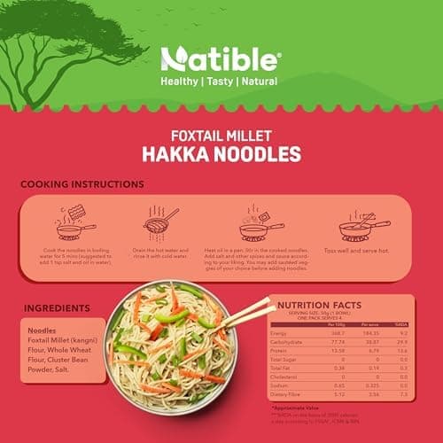 Natible Millet Hakka Noodles Combo Pack I No Maida I Not Fried I No MSG I Easy & Ready To Cook Noodles (Pack of 2) — image 2