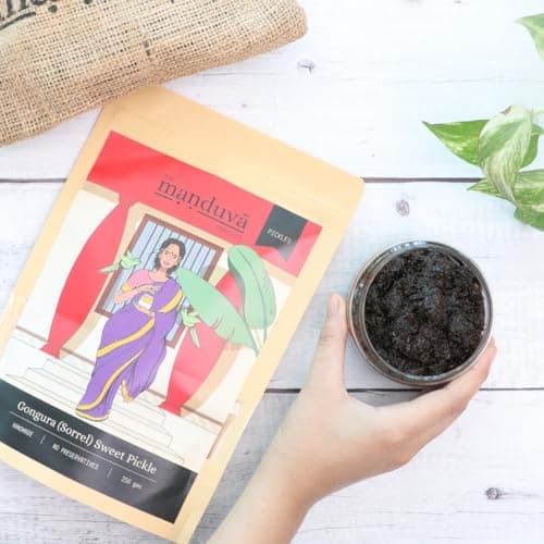 The Manduva Project Gongura Sweet Pickle 250g | No Onion | Andhra Homemade Sorrel Leaves Achar | With Jaggery & Tamarind | Sweet, Tangy & Spicy | No Preservatives — image 4