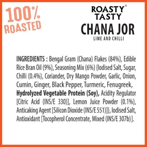 Roasty Tasty Roasted Chana Jor Lime & Chilli Whole Grain Indian Snacks- 200g |No MSG | Zero Cholesterol & Trans Fat | Diet Namkeen | Gluten Free | Ready-to-eat | High in protein | Export Quality | Healthy Snacks — image 3