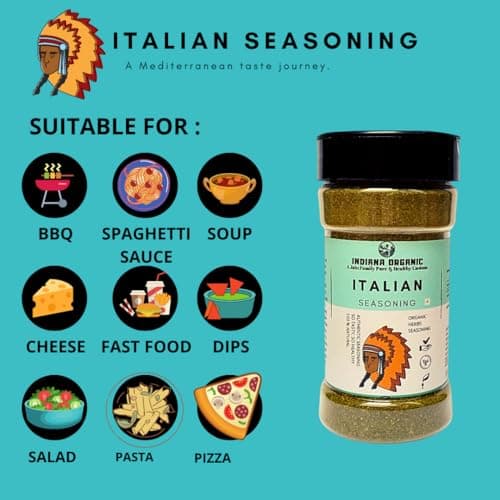 Indiana Organic Italian Herbs Seasoning - A Mediterranean Taste Journey | Seasoning with Himalayan Herbs (150 Gram), (NO Onion and Garlic) — image 3