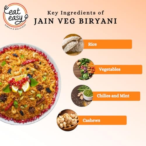 Eat Easy Ready To Eat Jain Veg Biryani- 95gm | Instant Food | Indian Meal, Travel Food | No Preservatives, No Added Artificial Colours & Flavours | Just Add Water and Cook — image 5