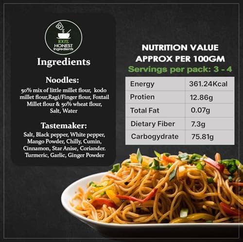Essentiaeats Multi Millet Hakka Noodles Includes Tastemaker 400g Pack of 2, No Maida Not Fried No Preservatives No MSG Healthy Noodles Ready to Cook — image 2