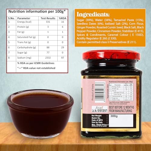 Chokhi Dhani Tamarind Date Chutney 300g Each (Pack of 2) | Authentic Imli Khajoor Ki Khatti Meethi Chutney | Sweet & Tangy Dip for Chaat, Samosa & Snacks | Jain-Friendly | No Preservatives — image 2