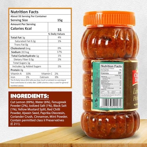Chokhi Dhani Lime Pickle 1kg Each | Homemade Tangy & Spicy Nimbu Achar | Traditional Indian Lemon Pickle Without Onion & Garlic | Oil Free | Authentic Taste — image 2