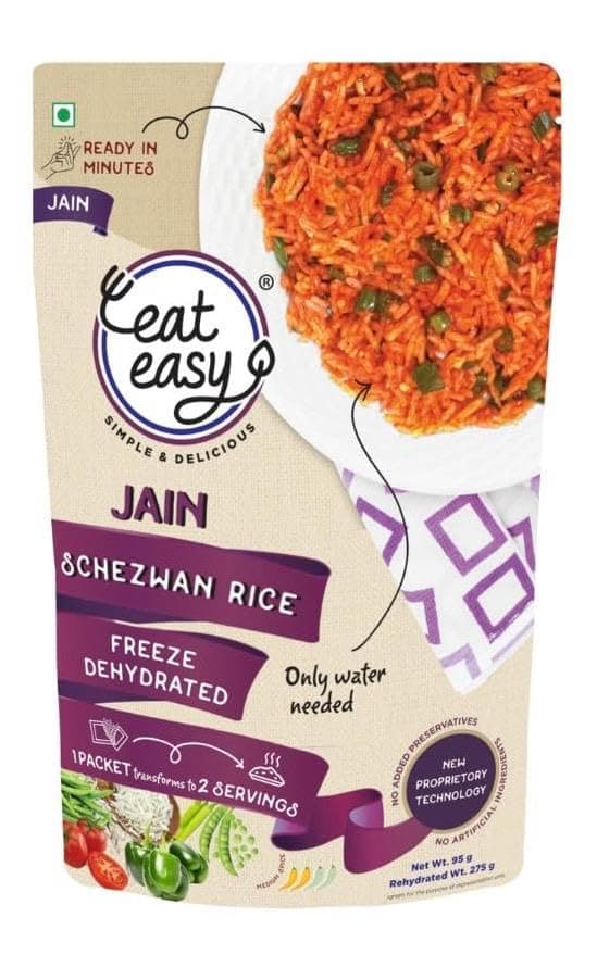 Eat Easy Ready to Eat Jain Schezwan Rice– 95g Just Add Hot Water & Cook