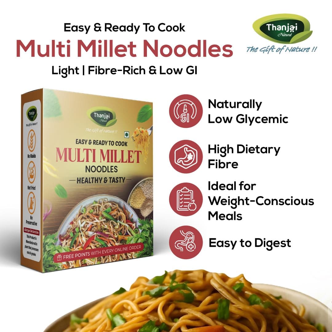 Thanjai Natural Multi Millet Noodles 180 Grams X 8 (No Maida Hakka Noodles, Not Fried, No MSG, Classic and Mild Millet Noodle No Preservatives, No Chemicals, No Artificial Extract) — image 5