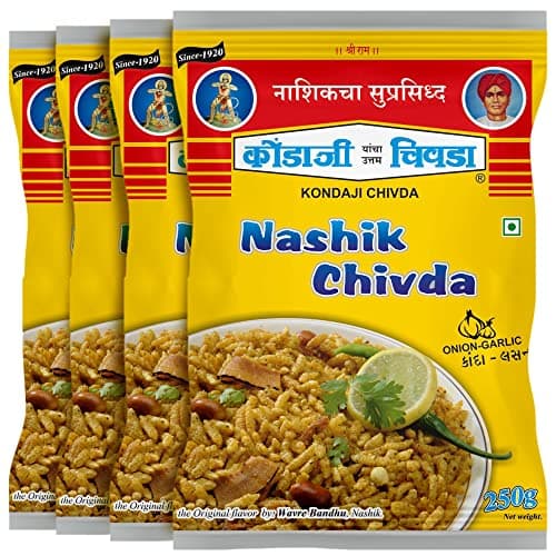 KONDAJI CHIVADA (कोंडाजी चिवडा)| Nashik Special Chivda without Onion Garlic| Jain Chivda | Pack of 3-250gm each (Total - 750gm) |No artificial colour, No Flavour, No preservative — image 6