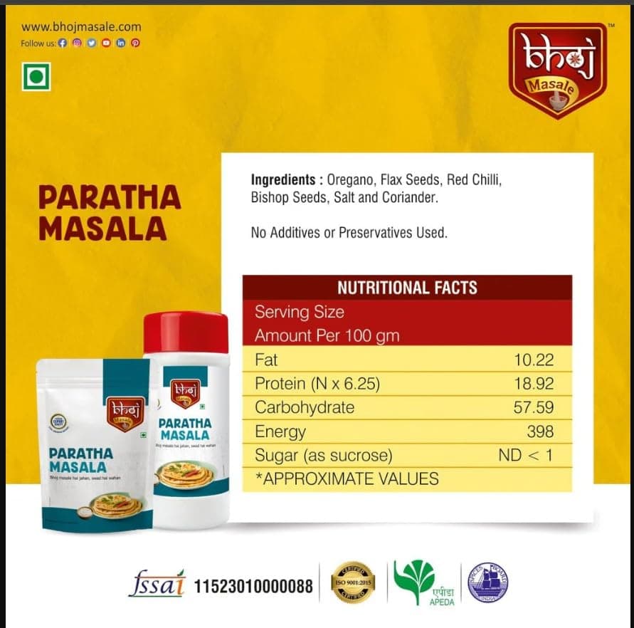 Bhoj Masale Paratha Masala Powder 200Gm|Premium Artisanal Jain Spices With Rich & Strong Flavour|Ready To Use|No Added Colours|No Onion And No Garlic Added (Jain Friendly) — image 3