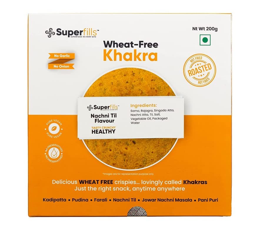 Superfills Wheat-Free Farali Khakra - 200gm | Diet Snack for Weight Loss | High in Protein & Fiber | Ready to Eat, Roasted | Traditional Gujarati Handmade | No Garlic & No Onion | Perfect Chai Time Snack (Pack of 1) — image 8