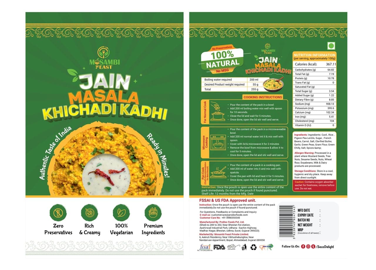 MOSAMBI FEAST Ready-to-Eat Jain Masala Khichdi Kadhi | 100% Natural No Preservatives | Rich Creamy Authentic Indian Flavors | Healthy Vegetarian Meal — image 8