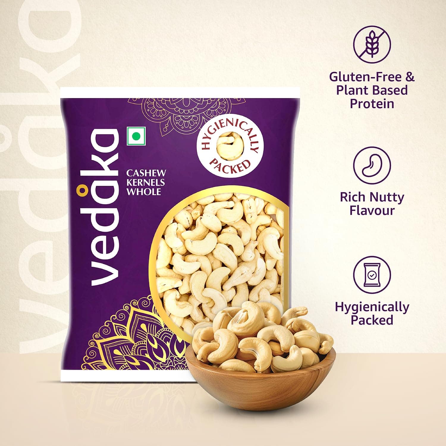 Amazon Brand - Vedaka Whole Cashews | 200 g | Grade W320 Kaju Nuts | Gluten-Free & Plant Based Protein | Firm Texture, Rich Taste | Healthy Snack — image 5