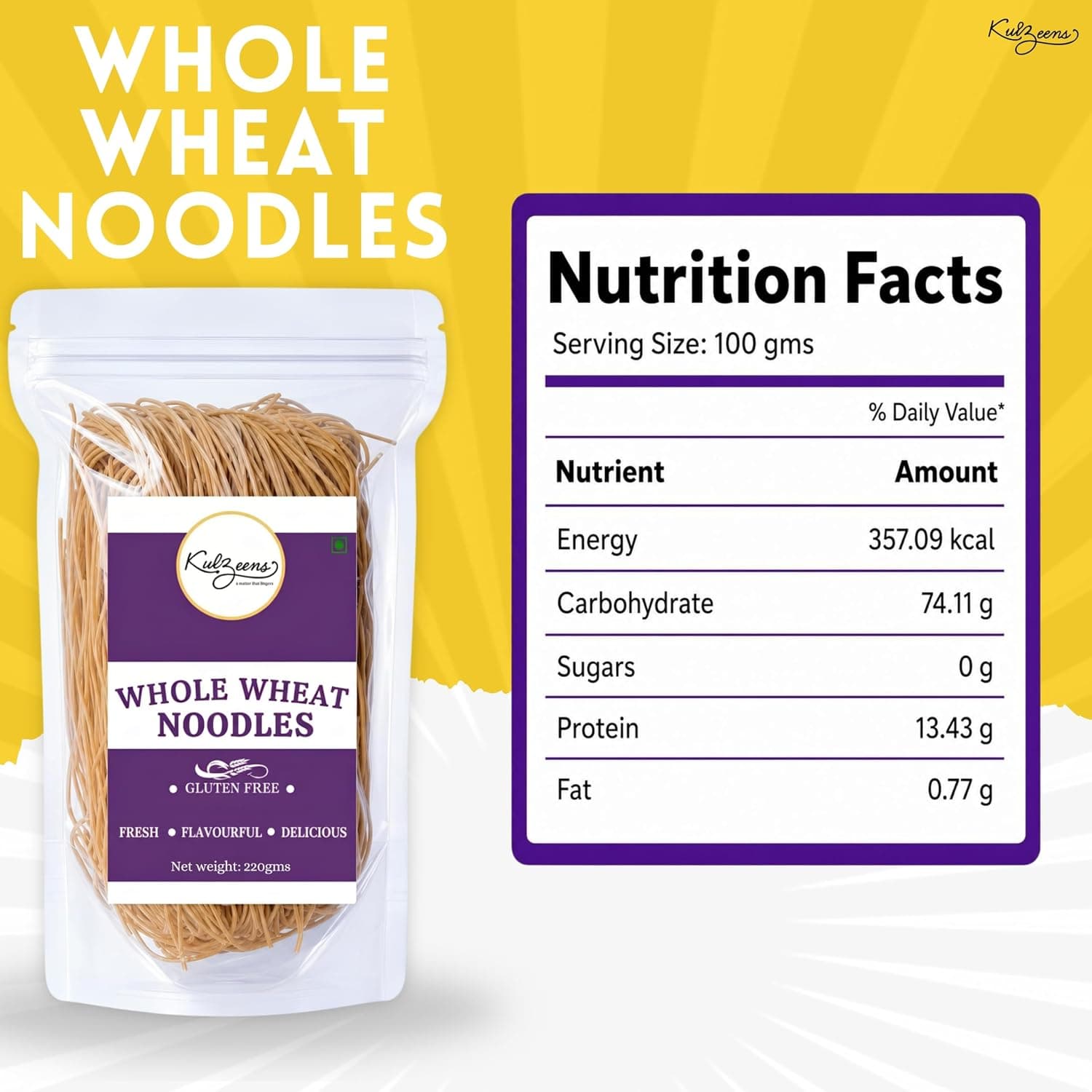 Millet Me by Kuizeens Whole Wheat Noodle - 220G (Pack of 4)|Protein & Fiber-Rich | Gluten-Free Delight | Easy-to-Make |No Preservatives |Vegan & Wholesome |Jain | No Onion & Garlic — image 2