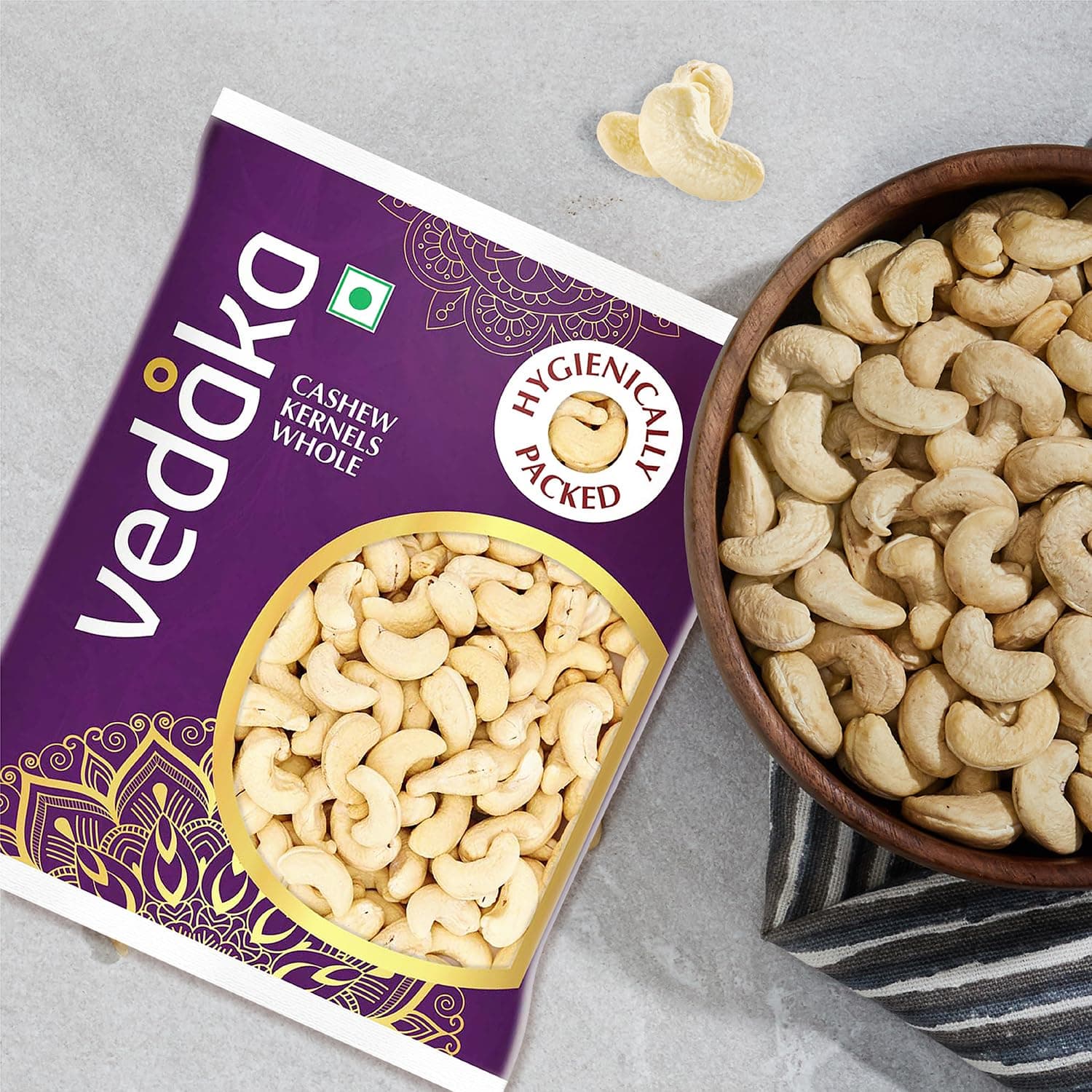 Amazon Brand - Vedaka Whole Cashews | 200 g | Grade W320 Kaju Nuts | Gluten-Free & Plant Based Protein | Firm Texture, Rich Taste | Healthy Snack — image 4